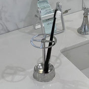 歯ブラシスタンド 歯ブラシホルダー 歯ブラシ立て 4本 チューブ絞り器 押出器チューブ チューブリンガー スクイーザー 単品 1個 チューブ 金属製 歯磨き粉 洗面所 洗面用具 自立型 収納 多機能 ミニマリスト シンプル クール お洒落 メタルカラー シルバーカラー