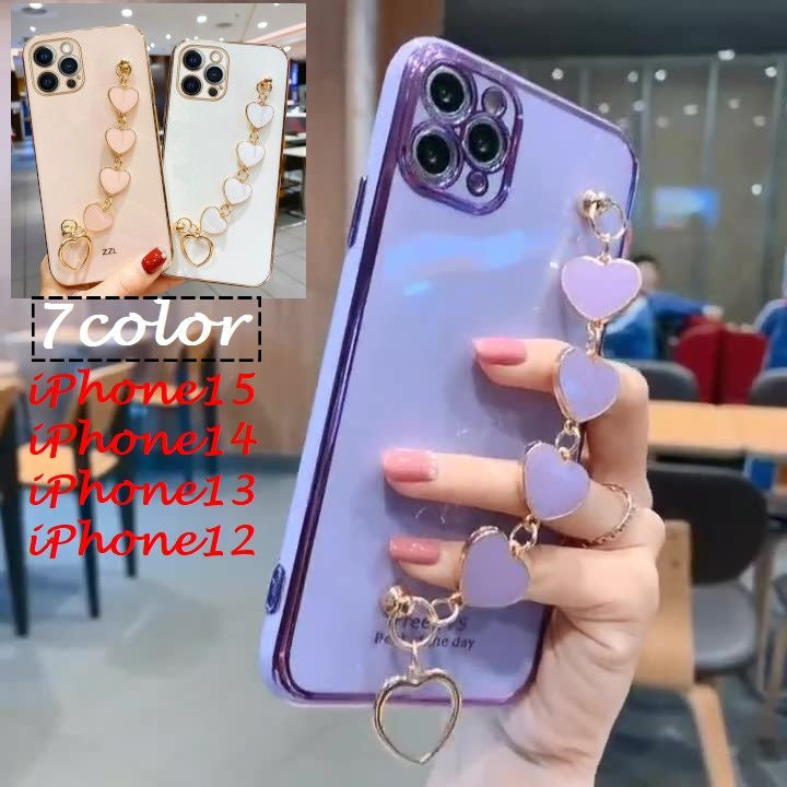 iPhoneケース スマホケース 縁取り iPhone12 iPhone13 iPhone14 iPhone15 mini Pro Promax plus ハート ストラップ 高級感 おしゃれ 可愛い
