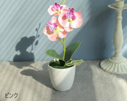 造花 フェイクフラワー 鉢植え付き 花 フラワー 鉢花 花飾り 胡蝶蘭 アーティフィシャルフラワー アートフラワー インテリア雑貨 フラワーアレンジメント 人工 枯れない 葉付き リーフ付き プレゼント 贈り物 リビング 玄関 おしゃれ かわいい 白 紫 ピンク 緑