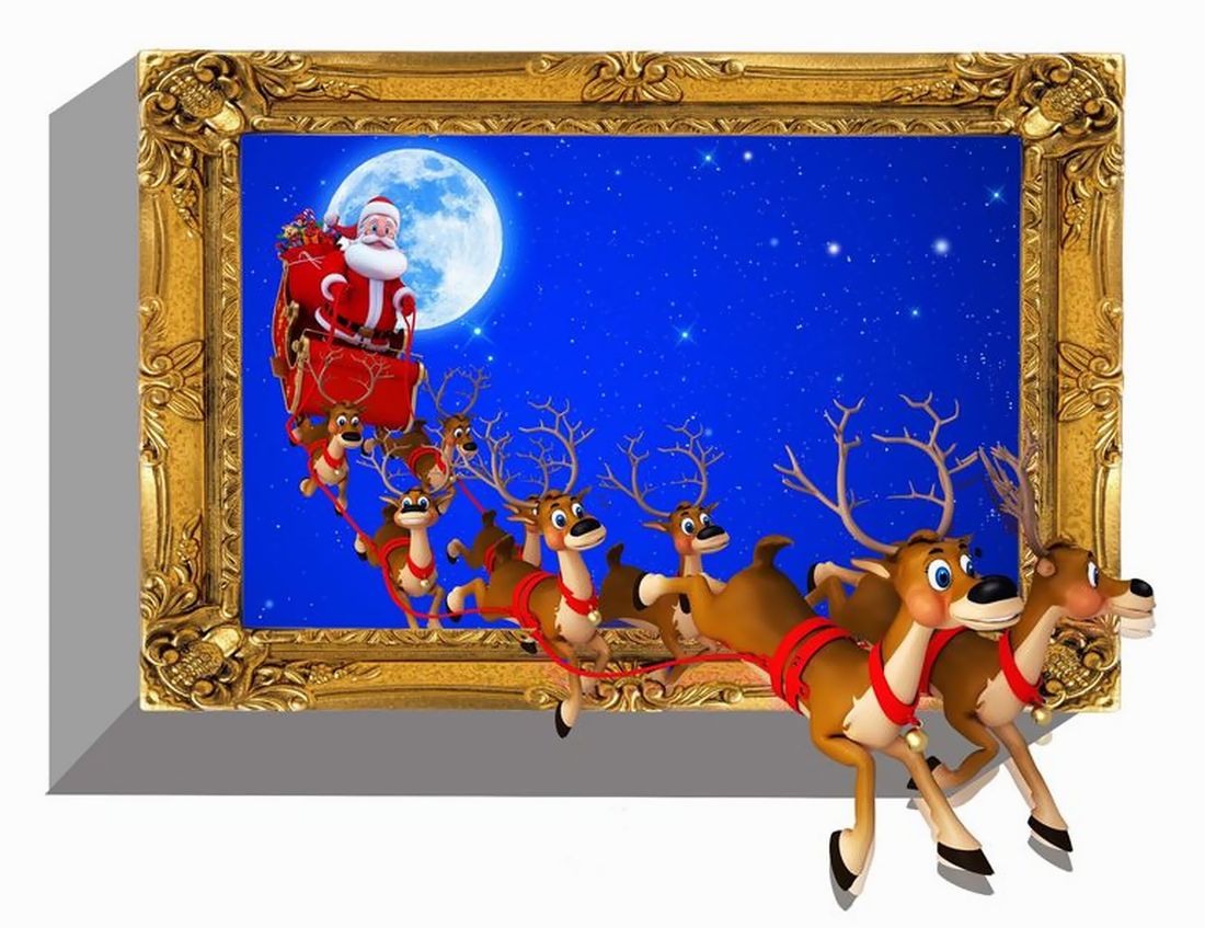 ウォールステッカー 壁紙シール サンタクロース サンタ クリスマス トナカイ 3D風 X'mas Christmas ステッカー ガラス 窓 壁 おしゃれ 飾り付け DIY 壁面装飾 室内装飾 パーティー イベント 雑貨 小物 インテリア インテリア雑貨