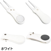 グリーンフォーク ゴルフ用品 収納タイプ 折り畳み式 二本刃 コンパクト ピッチマーク修復 ボール跡 リペア ツール ボールマーク付き マーカー マグネット ゴルフマナー エチケット おりたたみ ラウンド用品 スポーツ アウトドア