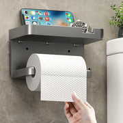 トイレットペーパーホルダー 棚付き 天板 シェルフ トレー トイレ収納 スマホ置き 小物置き シンプル シングル 1連 DIY 取り付け簡単 おしゃれ 新生活 引っ越し 新築祝い ギフト 贈り物 店舗