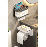 トイレットペーパーホルダー 棚付き 天板 シェルフ トレー トイレ収納 スマホ置き 小物置き シンプル シングル 1連 DIY 取り付け簡単 おしゃれ 新生活 引っ越し 新築祝い ギフト 贈り物 店舗