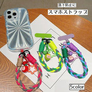 スマホストラップ 携帯ストラップ スマートフォンアクセサリー ストラップ ロープ風 カラフル 鈴 ストラップホルダー リストストラップ 落下防止 かわいい