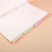 インデックスシート インデックス バインダー ルーズリーフ 4枚入り 文房具 オフィス用品 事務用品 ファイル ページ区切り セット バインダー用 セパレーター PP カラフル シンプル 分類 付箋 A4 A5 B5 穴30 穴26 穴20