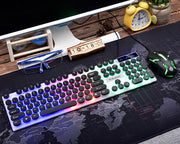 キーボード マウス 2点セット PC周辺機器 有線 USB接続 英語配列 ゲーミングカラー カラフル 光る バックライト 防水 パソコン用 PC用