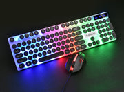 キーボード マウス 2点セット PC周辺機器 有線 USB接続 英語配列 ゲーミングカラー カラフル 光る バックライト 防水 パソコン用 PC用