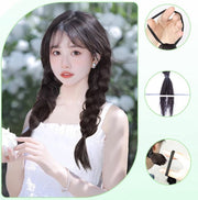 エクステ 三つ編み 2本セット エクステンション つけ毛 ヘアゴム 装着簡単 ヘアアレンジ レディース 女性 可愛い おしゃれ イメチェン 付け毛 コスプレ