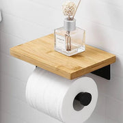 トイレットペーパーホルダー 棚付き トイレ用品 小物置き 木製 シンプル 天板 トレー ラック 収納 取り付け簡単 DIY 大人 かっこいい モダン