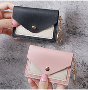 コインケース 小銭入れ カードケース ミニ財布 カード入れ レディース 女性 財布 小さめ 長方形 スクエア フェイクレザー キーリング キーホルダー ポケット付き コンパクト シンプル おしゃれ かわいい 上品 キュート ガーリー お出かけ 通勤 通学 旅行