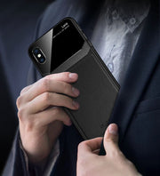 iPhoneケース iPhoneカバー スマホケース 軽量 薄型 スリム 耐衝撃 背面保護 レザー調 ロゴ ビジネス おしゃれ iPhone14 14ProMax Plus 13 12mini