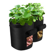 不織布プランター 植木鉢 生活雑貨 ガーデニング雑貨 バケツ型 筒形 ラウンド 丸形 持ち手付き サイド窓 野菜向け 無地 ブラック グレー ブラウン シンプル カジュアル 折り畳み可能