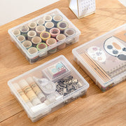 小物入れ プラスチックケース 仕切りなし 小物収納 半透明 蓋つきケース 雑貨収納 卓上収納 ボックス 文房具 シール カラーペン ヘアアクセサリー