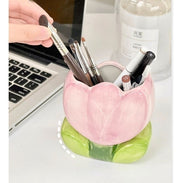 ペンスタンド フラワー チューリップ 花型 セラミック ぺん立て えんぴつ立て メイク用 筆立て 文具 小物 収納 デスク インテリア かわいい