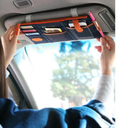 車用収納ケース サンバイザー収納 ポケット カーアクセサリー 小物入れ カード スマホ チケット 筆記具 便利 コンパクト スリム