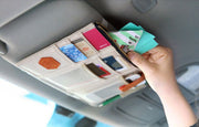 車用収納ケース サンバイザー収納 ポケット カーアクセサリー 小物入れ カード スマホ チケット 筆記具 便利 コンパクト スリム