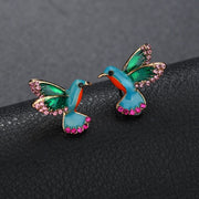 ピアス 青い鳥 ジュエリー 鳥 トリ レディース 女性用 アクセサリー カワセミ ブルー グリーン ラインストーン キラキラ 耳飾り 小物 おしゃれ キレイ かわいい プレゼント 小鳥 結婚式 お食事会 贈り物