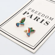 ピアス 青い鳥 ジュエリー 鳥 トリ レディース 女性用 アクセサリー カワセミ ブルー グリーン ラインストーン キラキラ 耳飾り 小物 おしゃれ キレイ かわいい プレゼント 小鳥 結婚式 お食事会 贈り物