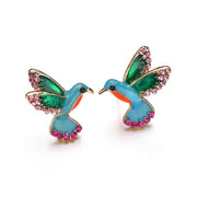 ピアス 青い鳥 ジュエリー 鳥 トリ レディース 女性用 アクセサリー カワセミ ブルー グリーン ラインストーン キラキラ 耳飾り 小物 おしゃれ キレイ かわいい プレゼント 小鳥 結婚式 お食事会 贈り物