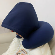 ネックピロー フード付き 首枕 トラベルピロー 飛行機 車 新幹線 U型 携帯用 持ち運び 旅行 オフィス 仮眠 お昼寝 負担軽減 シンプル