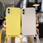 iPhone用ケース iPhone用カバー スマホケース スマホカバー ショルダーストラップ付き 首掛け 肩掛け スマホホルダー 背面保護 傷予防 落下防止 アイフォン用ケース ソフト 柔らかい シンプル 持ち運び便利 保護カバー