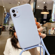 iPhone用ケース iPhone用カバー スマホケース スマホカバー ショルダーストラップ付き 首掛け 肩掛け スマホホルダー 背面保護 傷予防 落下防止 アイフォン用ケース ソフト 柔らかい シンプル 持ち運び便利 保護カバー