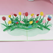 手紙 ポップアップカード 飛び出す メッセージカード フラワー ユリ ひまわり チューリップ 花 グリーティングカード アニバーサリーカード バースデイカード お誕生日カード 立体 3D 仕掛け 文房具 文具 カード 記念日 レター 華やか おしゃれ かわいい カジュアル 面白い 黄 ピンク 赤 緑