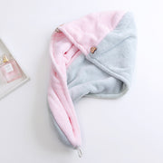 タオルキャップ ヘアキャップ ボタン付き 吸水キャップ バス用品 ヘアドライタオル 乾燥用 マイクロファイバー ソフト ふわふわ 吸水速乾性 もこもこ 便利 柔らかい 女性用 レディース
