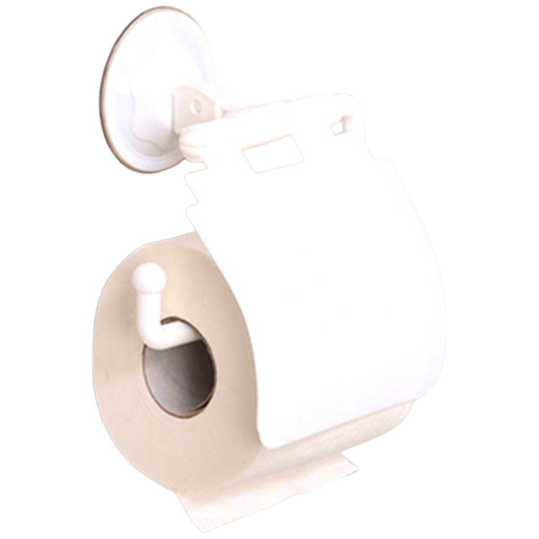 トイレットペーパーホルダー ロールペーパーホルダー 吸盤式 吸着 壁掛け 壁面 収納 工具不要 穴あけ不要 トイレ用品 洗面所 キッチン 台所 無地 単色 シンプル 白 ホワイト