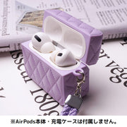 AirPods用ケースカバー エアーポッズ用 イヤホンケースカバーAirPods pro用 AirPods Pro2用 第3世代用 第4世代用 フェイクレザー キルティング ストラップ付き かわいい おしゃれ 大人 落下防止 保護 耐衝撃 イヤホン収納 ブラック 黒 ホワイト 白 ピンク 第1世代用 第2世代用