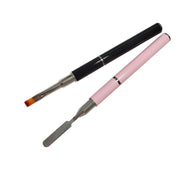 ネイルアートブラシ スパチュラ 2way キャップ付き ネイルアート用品 ネイルツール ラウンド フラット 丸筆 平筆 セルフネイル ネイルチップ ジェルネイル ポリジェル ネイル筆