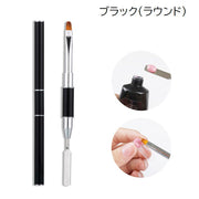 ネイルアートブラシ スパチュラ 2way キャップ付き ネイルアート用品 ネイルツール ラウンド フラット 丸筆 平筆 セルフネイル ネイルチップ ジェルネイル ポリジェル ネイル筆