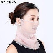 フェイスカバー ネックガード マスク レディース メッシュ 通気性 速乾 夏 UV 熱中症 紫外線対策 日焼け防止 防塵 日除け 日よけ 耳掛け 耳かけ 3WAY スカーフ ヘアアクセサリー 薄手 軽量 息苦しくない メガネが曇らない メロウフリル 無地 シンプル カジュアル 上品 おしゃれ お洒落 女性 婦人 彼女 妻 友達 ギフト 贈り物 母の日 敬老の日 春 秋