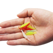 エビワーム 50個セット ワーム ソフトルアー 疑似餌 釣具 釣り用品 釣り具 えび 海老 シュリンプ 夜光 光る 夜釣り 海釣り 川釣り 仕掛け フィッシング用品 大容量 小さい ミニサイズ ソフトベイト クローワーム 黄 白 緑 赤