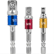 ソケットアダプター インパクトソケット 3本セット ソケット 電動ドライバー DIY ねじ回し コンパクト 工具 シルバーカラー 黒