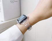 腕時計用ベルト ケース一体型 Applewatch用 アップルウォッチ用 バンド クリア 透明 スケルトン 傷防止 汚れ防止 付け替え おしゃれ かわいい カジュアル シンプル お出かけ