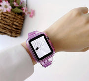 腕時計用ベルト ケース一体型 Applewatch用 アップルウォッチ用 バンド クリア 透明 スケルトン 傷防止 汚れ防止 付け替え おしゃれ かわいい カジュアル シンプル お出かけ