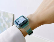 腕時計用ベルト ケース一体型 Applewatch用 アップルウォッチ用 バンド クリア 透明 スケルトン 傷防止 汚れ防止 付け替え おしゃれ かわいい カジュアル シンプル お出かけ