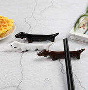 箸置き 1個 単品 カトラリー用品 陶器 セラミック 犬モチーフ ダックスフント かわいい 可愛い おしゃれ 食事会 おもてなし ベージュ 黒 白 茶