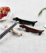 箸置き 1個 単品 カトラリー用品 陶器 セラミック 犬モチーフ ダックスフント かわいい 可愛い おしゃれ 食事会 おもてなし ベージュ 黒 白 茶