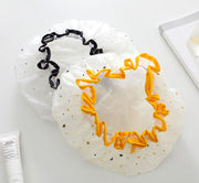 シャワーキャップ ヘアキャップ バスキャップ 大人用 子供用 キッズ ゴム 防水 浴用帽子 バス用品 フリル 洗顔 入浴 髪保護 レディース 女の子 星柄 可愛い お風呂 温泉 お掃除 こども用 バスグッズ