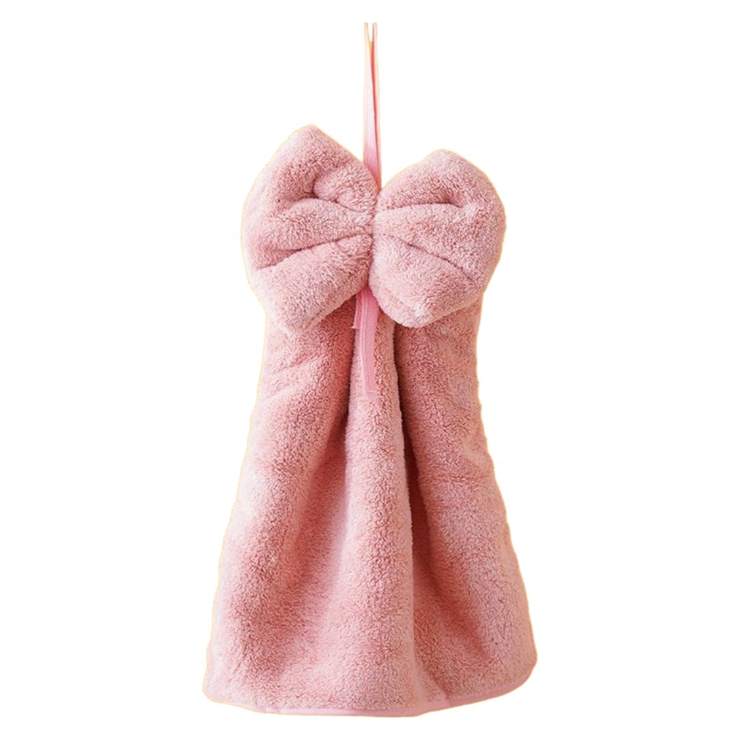 キッチンタオル ループ付きタオル キッチンクロス ハンドタオル 台拭き 手拭き 食器拭き 吸水性 かわいい リボン おしゃれ 定番
