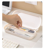 ペンケース 筆箱 ペン入れ 文房具入れ シンプル 無地 プラスチック 仕切り 使いやすい 収納 筆記用具 収納ケース 熊 クマ 耳付き かわいい おしゃれ すっきり 整理整頓 スタイリッシュ 学生 オフィス
