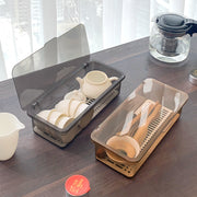 メイクボックス すのこ付き 蓋付き メイクブラシ収納ケース スポンジ メイク道具入れ 小物入れ カトラリーケース コスメケース プラケース 雑貨収納 整理整頓 クリア 中が見える 便利 洗える