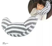 シートベルトカバー シートベルトクッション シートベルトパッド カー用品 車用品 車用 クッション 月型 ボーダー しましま 面ファスナー マジック テープ キッズ ジュニア 子ども 長距離 ドライブ 移動 まくら 枕 お昼寝 締め付け軽減 かわいい おしゃれ キュート ふんわり ふわふわ 灰 茶 ピンク 緑