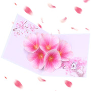グリーティングカード ポップアップカード メッセージカード 桃の花 花 自然 飛び出す 立体 お祝い 記念日 誕生日 雑貨 小物