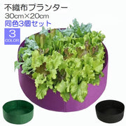 不織布プランター 不織布植木鉢 3個セット 植木鉢 プランター ガーデニング 植栽 丸型 丸底 ラウンド  軽い 便利 簡単 黒 紫 緑