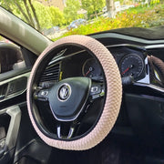ハンドルカバー 車内装飾 車用アクセサリー カーアクセサリー 丸形 ラウンド型 O型 D型 防滑 防汚 摩耗防止 ゴム入り 凹凸 ステッチ ホワイト ブラック ブラウン グレー シンプル カジュアル 可愛い キュート クール かっこいい おしゃれ