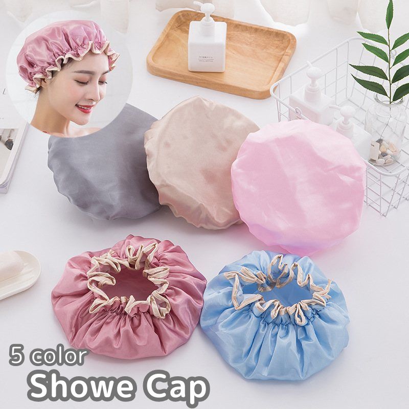 シャワーキャップ ヘアキャップ バスキャップ 浴用帽子 大人用 バス用品 お風呂 入浴 洗顔 防水 おしゃれ かわいい フリル ゴム 無地 単色