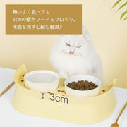 ペット用 フードボウルスタンド テーブル 器付き 給餌トレイ 猫 小型犬 ごはん台 食器台 ダブルボウル 食事 飲水用 傾斜付き 食べやすい むせ予防 吐き戻し対策 猫用品 犬用品 ペットグッズ